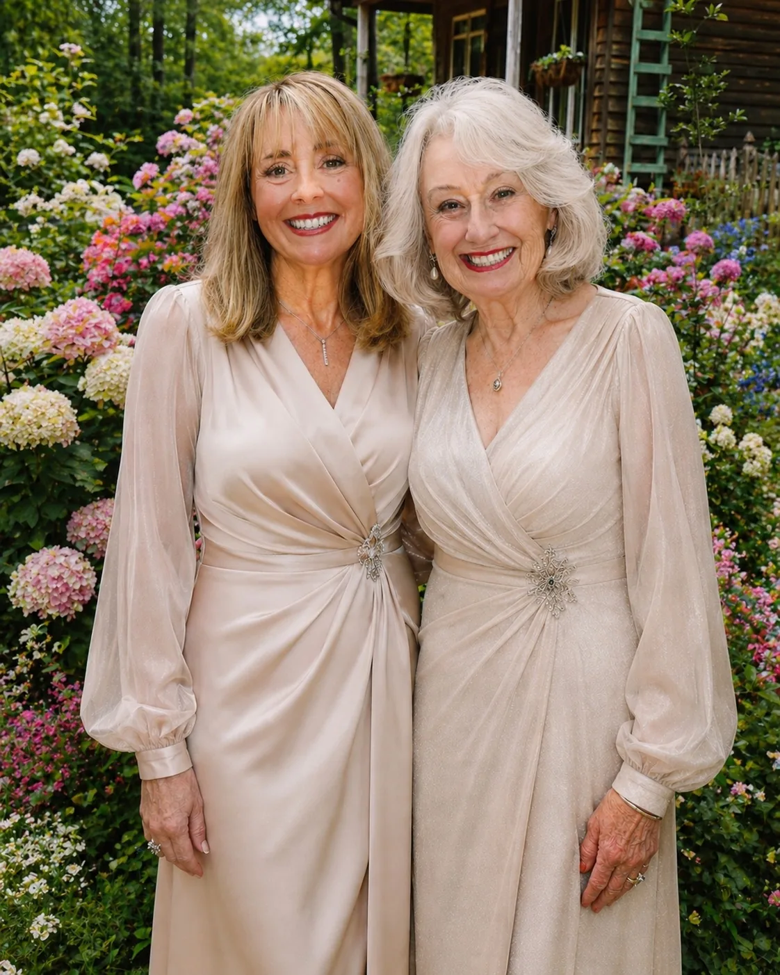 People gathered together outdoors in a garden setting