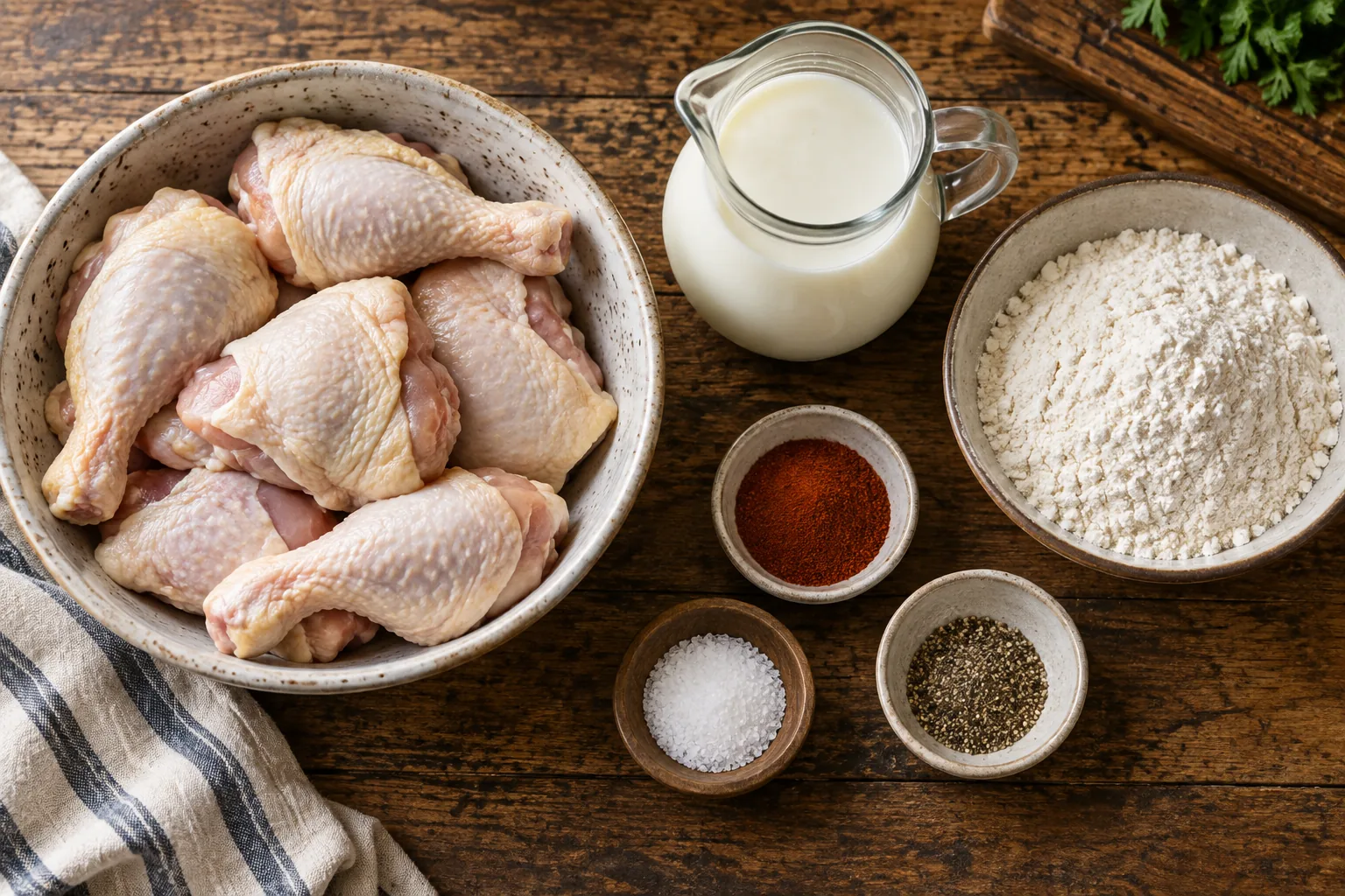 Southern Fried Chicken ingredients — AI-generated food photography