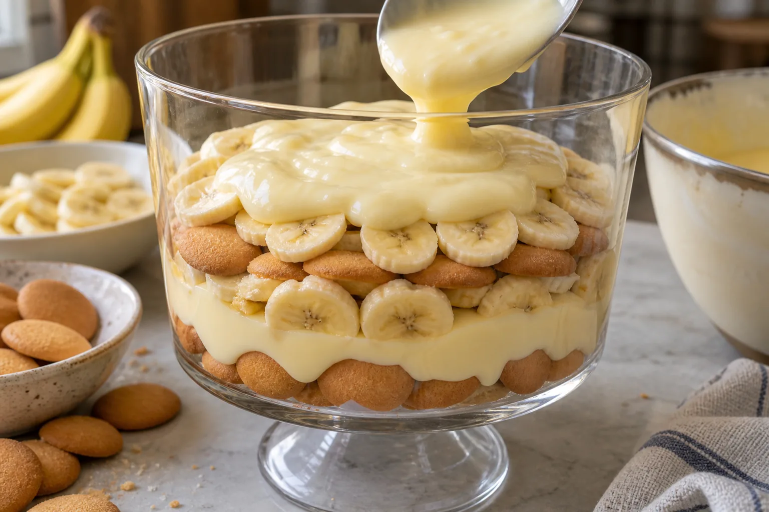 Banana Pudding cooking process — AI-generated food photography