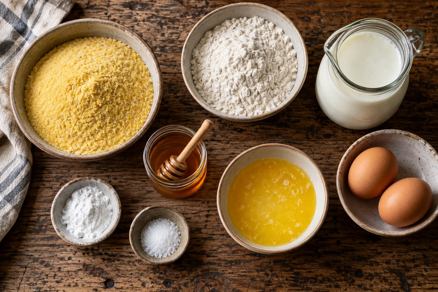 Cornbread ingredients — AI-generated food photography
