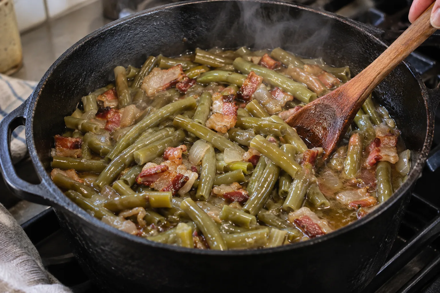 Country Green Beans cooking process — AI-generated food photography