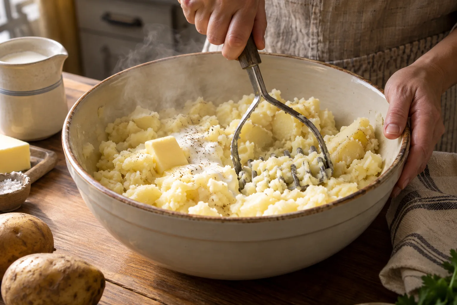 Mashed Potatoes cooking process — AI-generated food photography