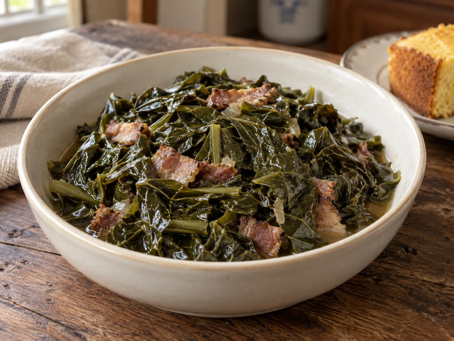 Southern collard greens with smoked bacon