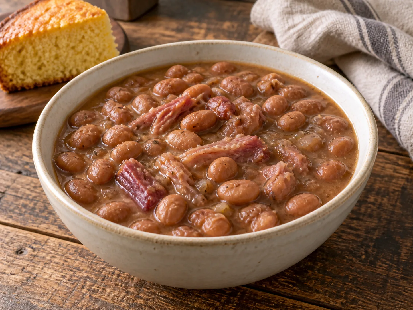 Creamy Southern pinto beans with smoked ham