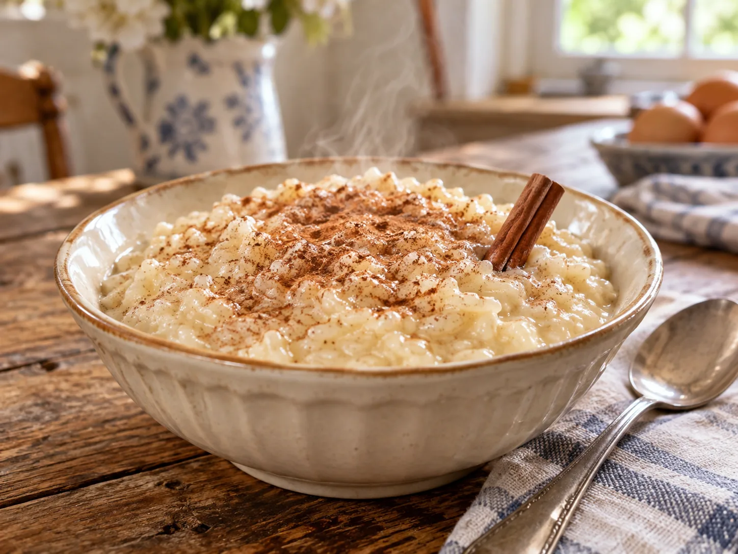 Creamy old-fashioned Southern rice pudding with cinnamon