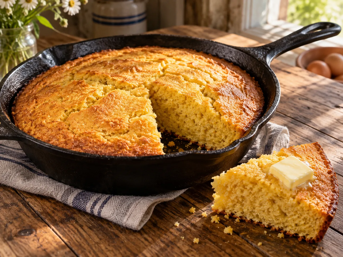Golden Southern skillet cornbread